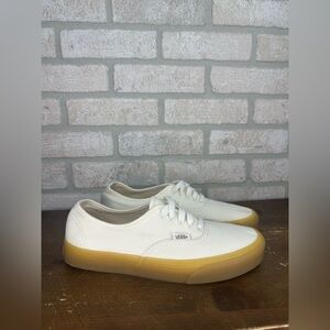 Vans White Canvas Sneakers with Tan Sole - 0136